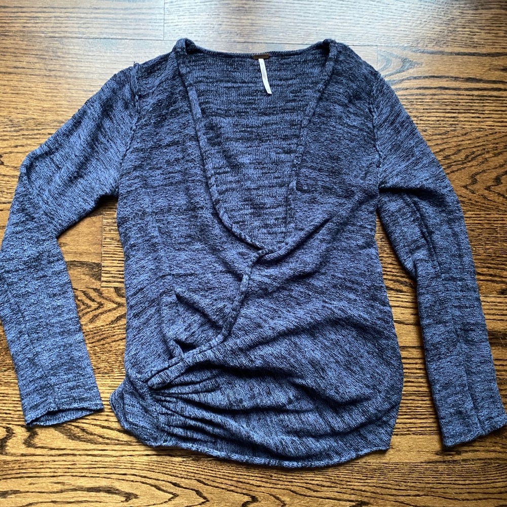 Free People Gotham Faux Wrap Marled Lightweight Sweater, M EUC - Picture 8 of 9
